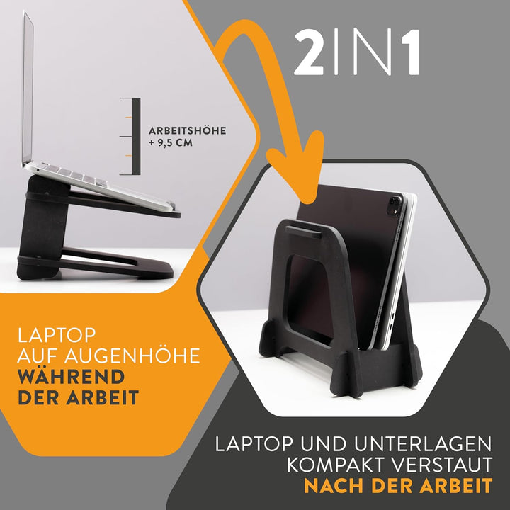 boho office® Laptop Ständer Holz - hydesk Multistand - Erhöhung für Notebook/Laptop und MacBook, Lap