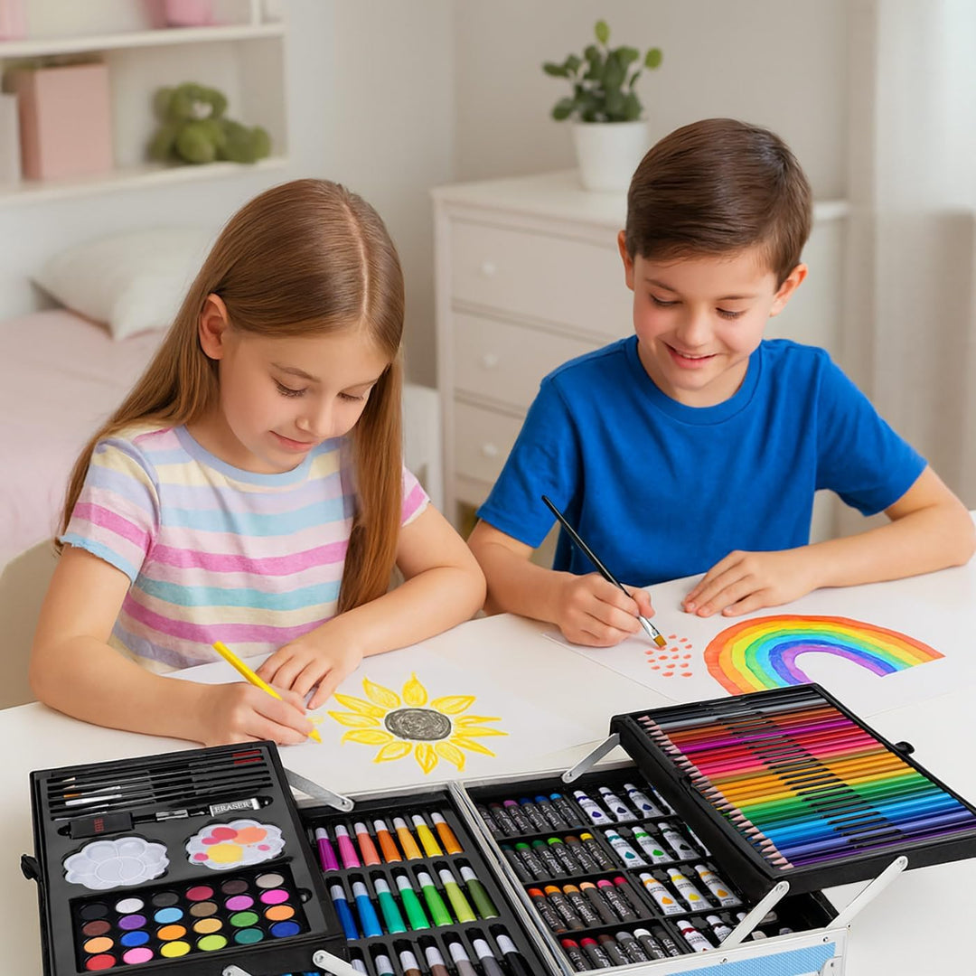 Maverton personalisiertes Kunstset für Kinder - 118-teilig Malkoffer - Buntstifte Koffer Set - Gesch