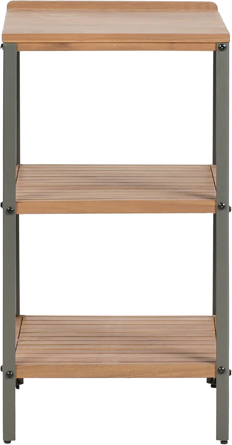 Beliani Outdoor-Kücheninsel zertifiziertes Holz braun schmal 50x50 cm mit Regalen Ivrea
