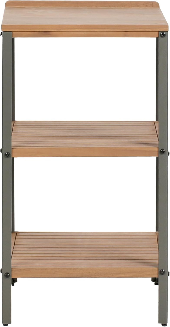 Beliani Outdoor-Kücheninsel zertifiziertes Holz braun schmal 50x50 cm mit Regalen Ivrea