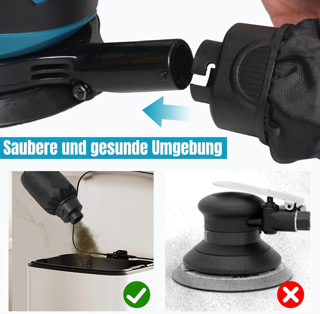 Bostar Akku Exzenterschleifer 18V Set, Ø 125mm Bürstenlos Schleifmaschine mit 2x 3.0Ah Akkus, Max. 2