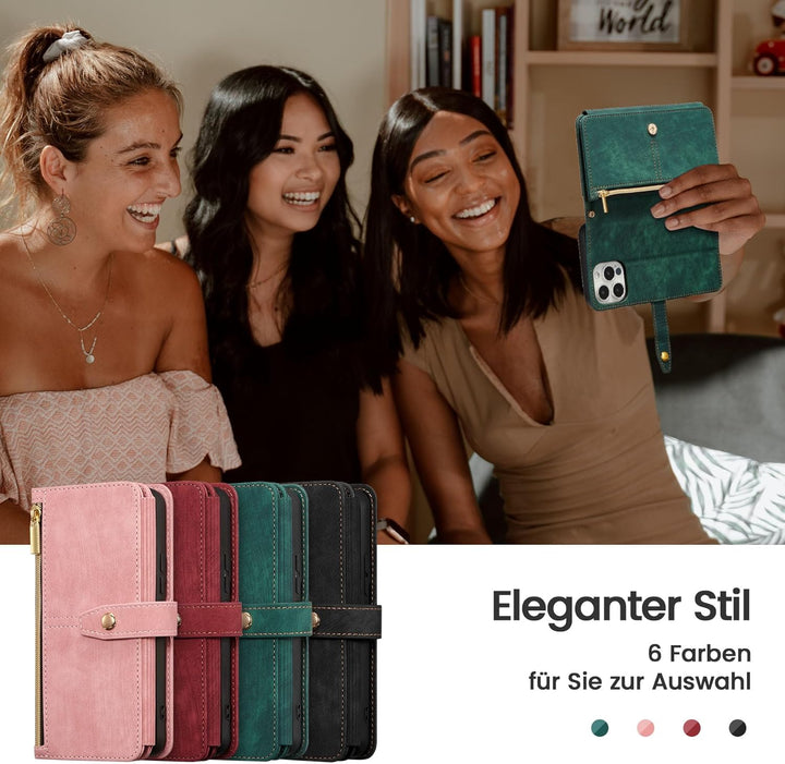 ZCDAYE Hülle für iPhone 13 Pro Max mit Band Handykette, Leder Handyhülle Handytasche mit Kartenfäche