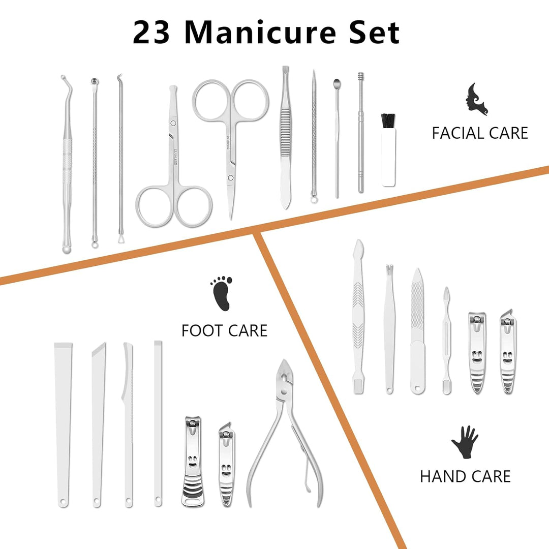 Maniküre Set 23 stücke Professionelles Nagelknipser Kit Pediküre Kit Pflegeset aus Edelstahl Nagelpf