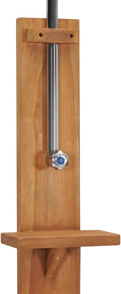 vidaXL Teak Massiv Gartendusche mit Drehknopf Duschkopf Aussendusche Pooldusche Campingdusche Dusche