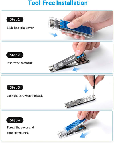 ORICO NVMe SATA SSD M.2 Gehäuse, 10Gbps USB3.2 Gen2 M2 SSD Adapter für PCIe NVME und SATA 2230 2242