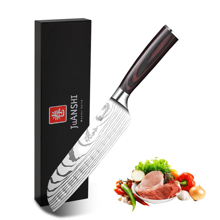 JUANSHI® Professional Kochmesser Santokumesser Japanisches Messer Küchenmesser Sushi Messer Scharfes