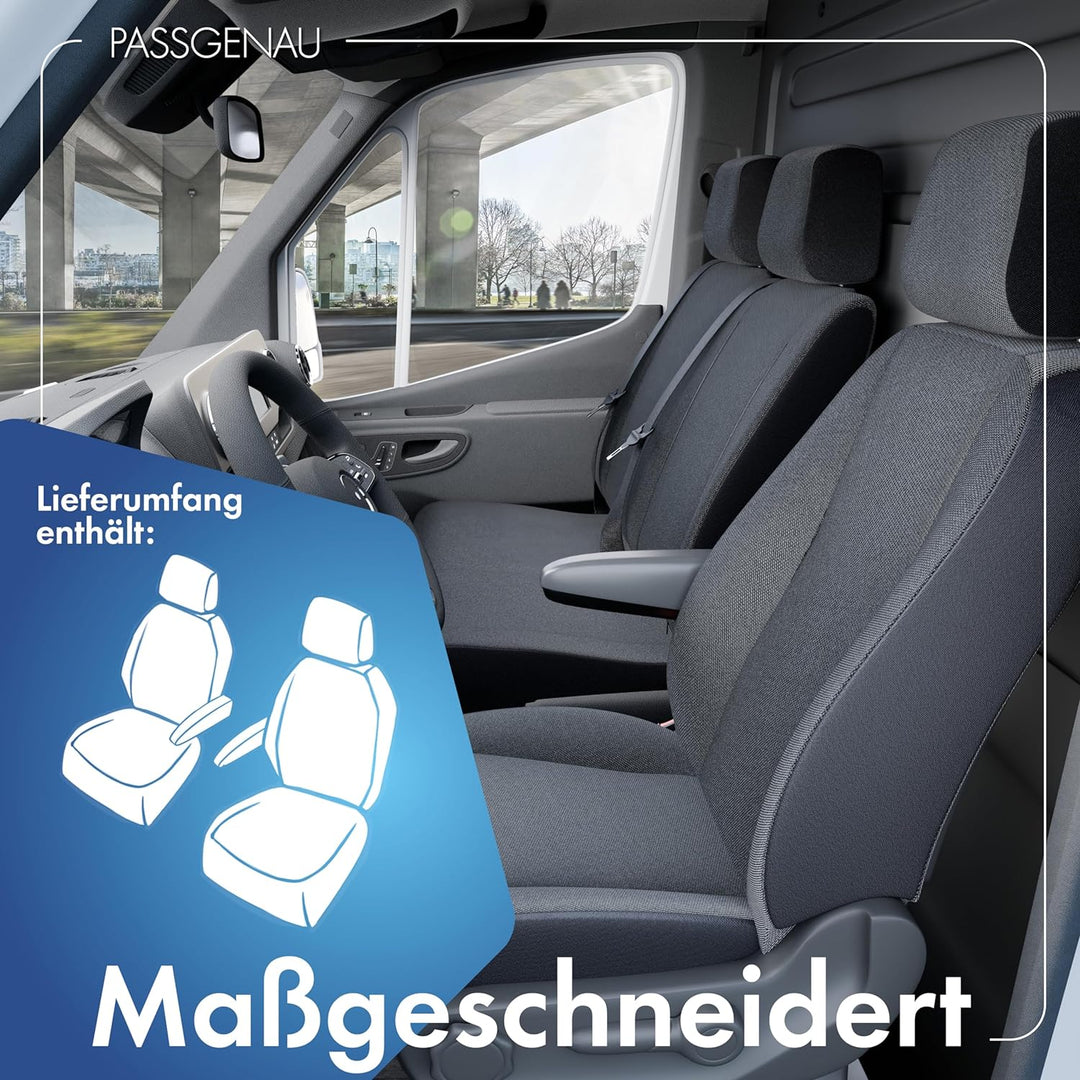 Walser Transporter Sitzbezüge Auto kompatibel mit Mercedes-Benz Viano/Vito, 2 Einzelsitze mit Armleh