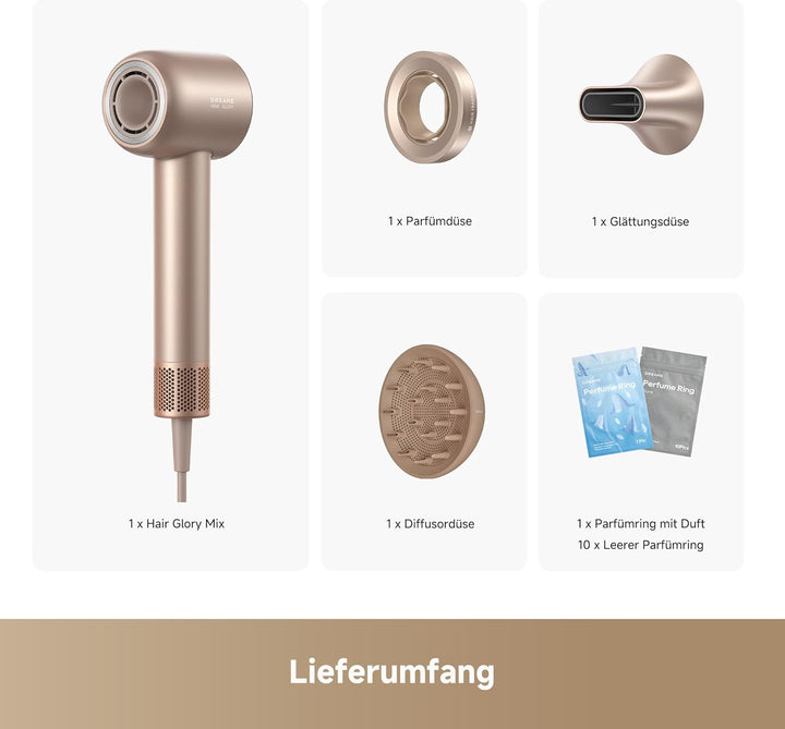 DREAME Hair Glory Mix High-Speed-Haartrockner, 3 magnetische Düsen, NTC-Temperaturregelung, 300 Mill