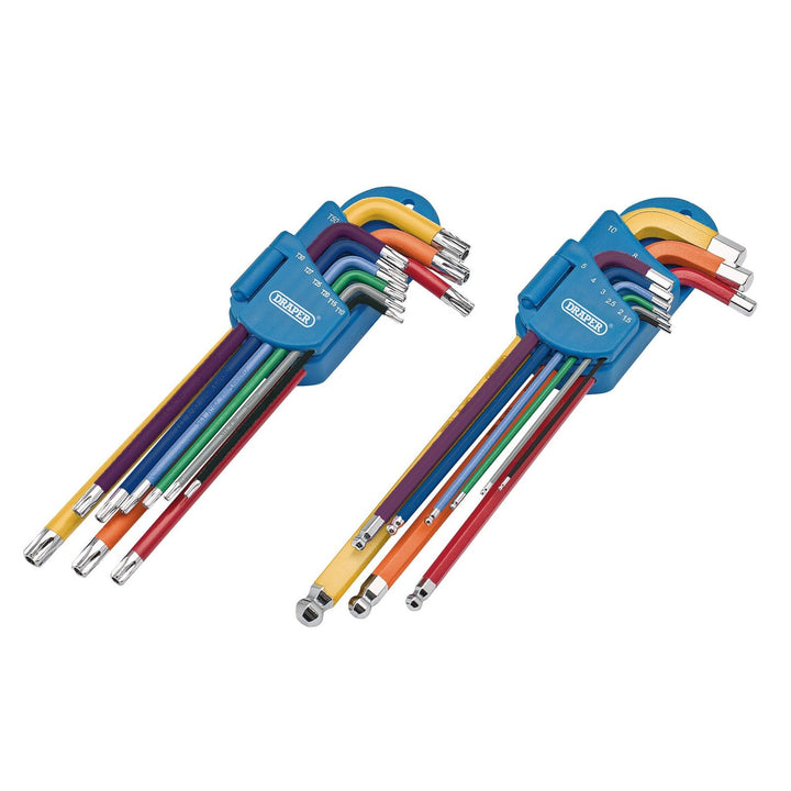 Draper 04776 Expert Metric Long Arm TX-Star® und Innensechskantschlüssel-Set, farbkodiert (18-teilig