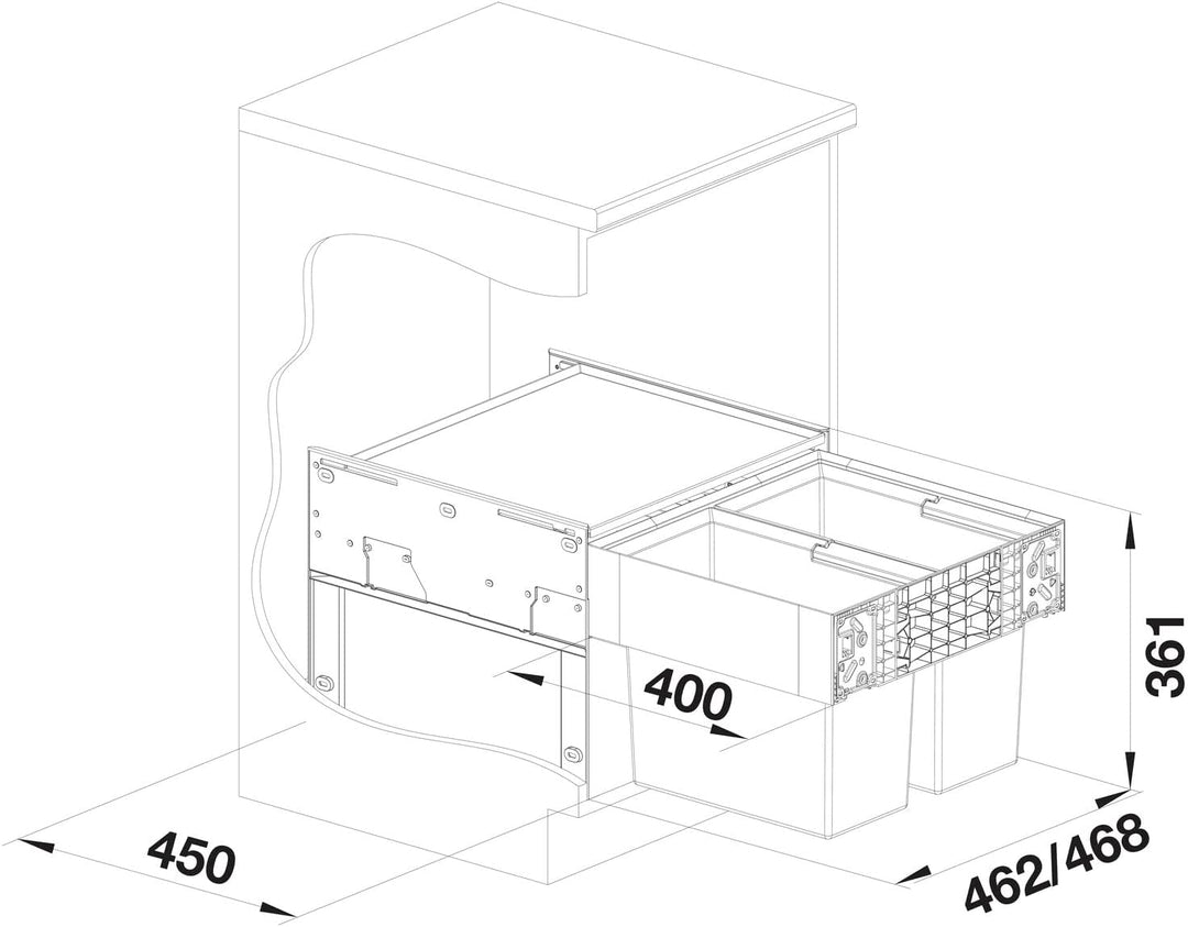 BLANCO SELECT II 50/2 | Kunststoff, Aluminium | 50er Unterschrank | Auszugssystem zur Frontanbindung