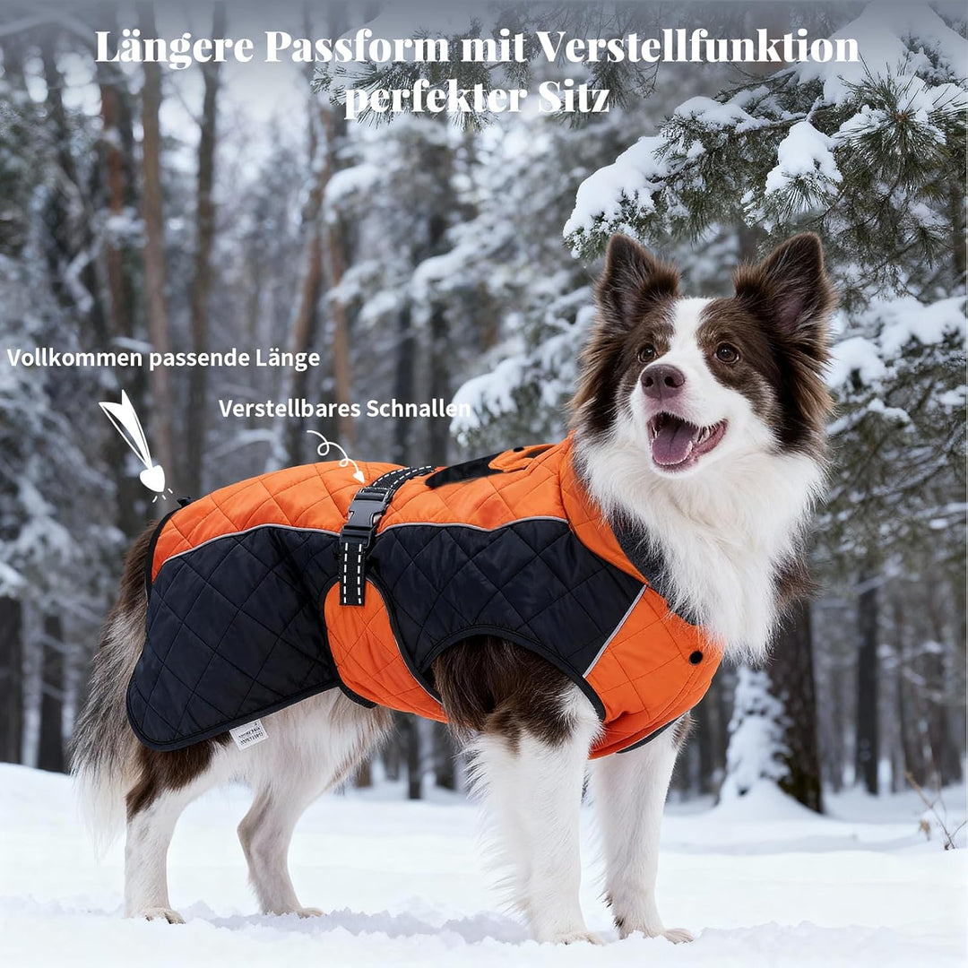 BECROWM Hundemantel mit reflektierendem Design, Winddicht und wasserdicht, verdickter Kragen für Win