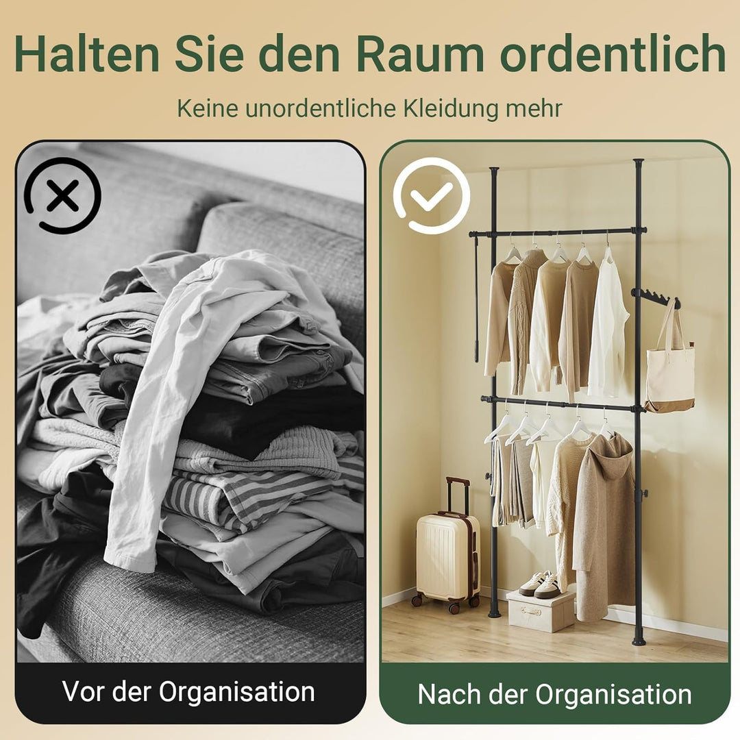 SoBuy Teleskop Kleiderständer, robuster Kleiderstange, verstellbarer offener Kleiderschrank für Schl