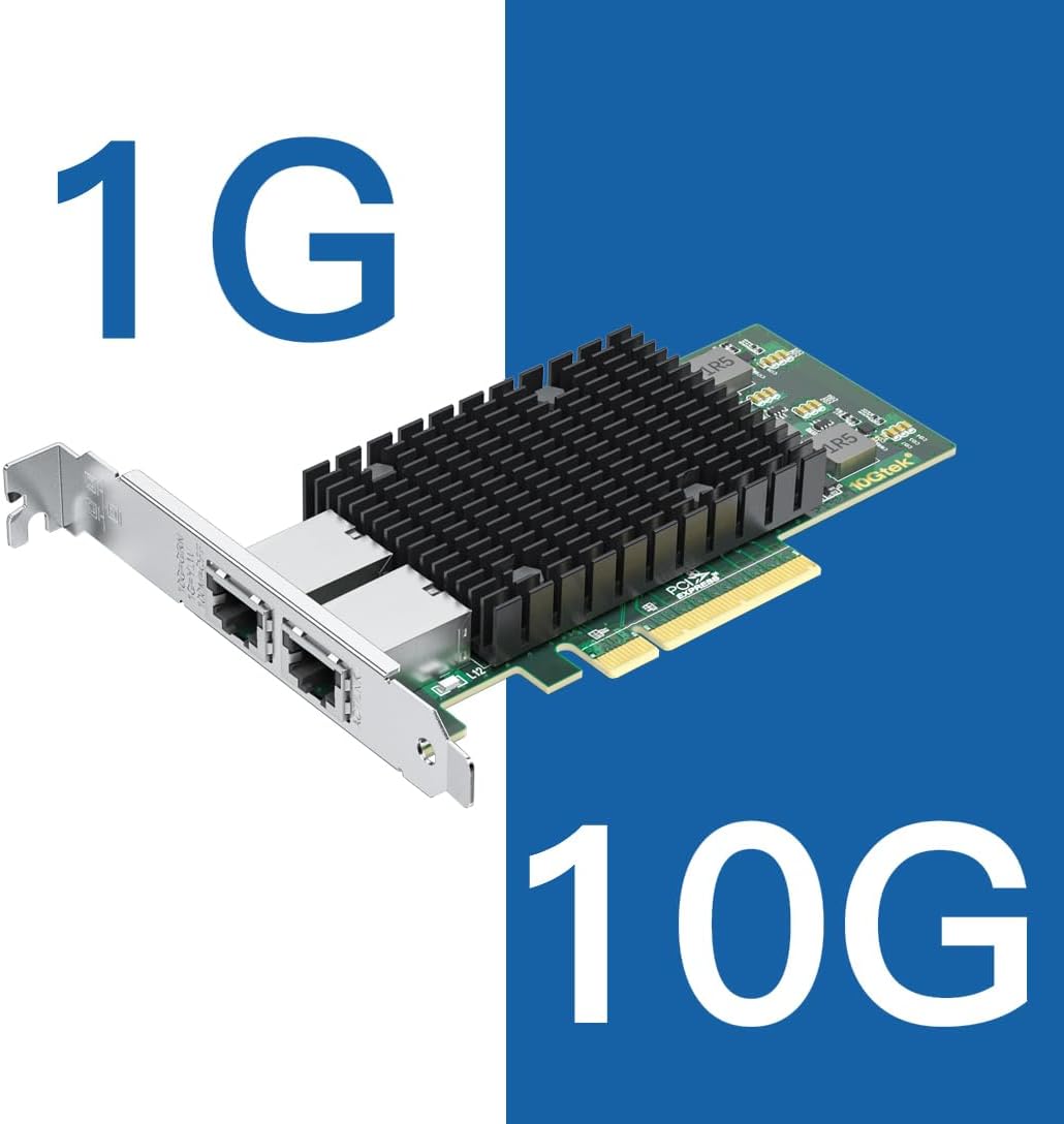 H!Fiber.com 10Gb PCI-E Netzwerkkarte NIC, Dual RJ45 Ports, with Intel X540 Controller and Intel X540