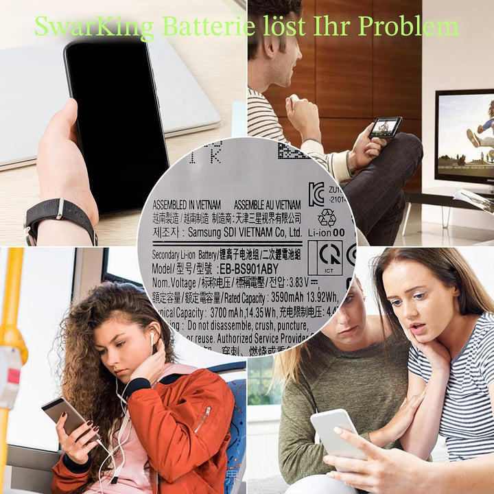 SwarKing Ersatz Akku Kompatibel mit Samsung Galaxy S22 5G SM-S901 EB-BS901ABY with Toolkit