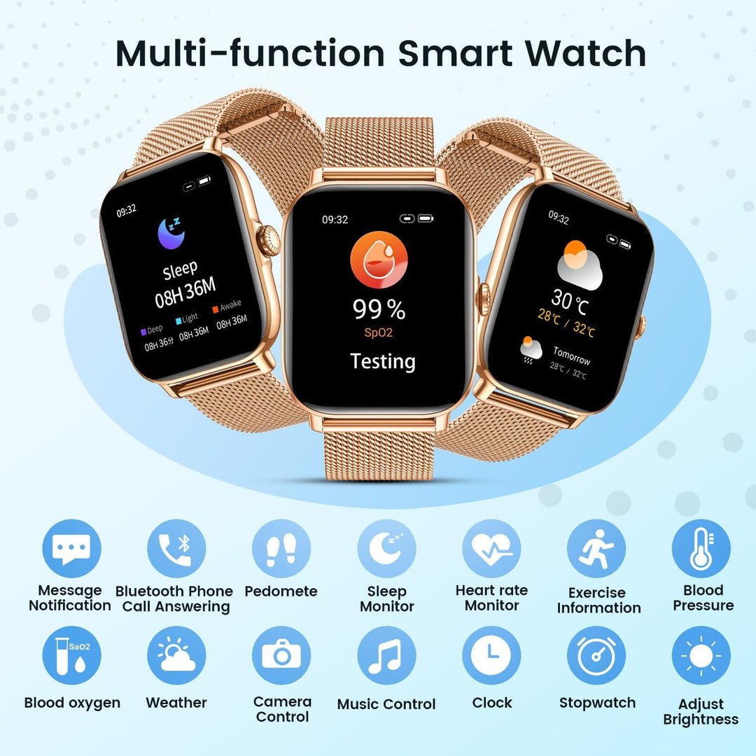 Smartwatch Fitness mit Telefonfunktion Schrittzähler Schlafmonitor: Smart Watch 1.85 Zoll mit Sport