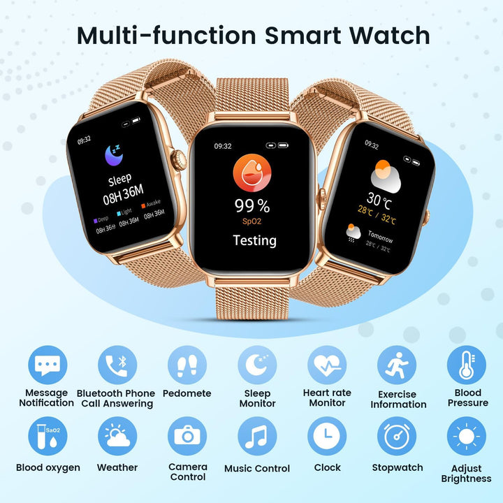 Smartwatch Fitness mit Telefonfunktion Schrittzähler Schlafmonitor: Smart Watch 1.85 Zoll mit Sport