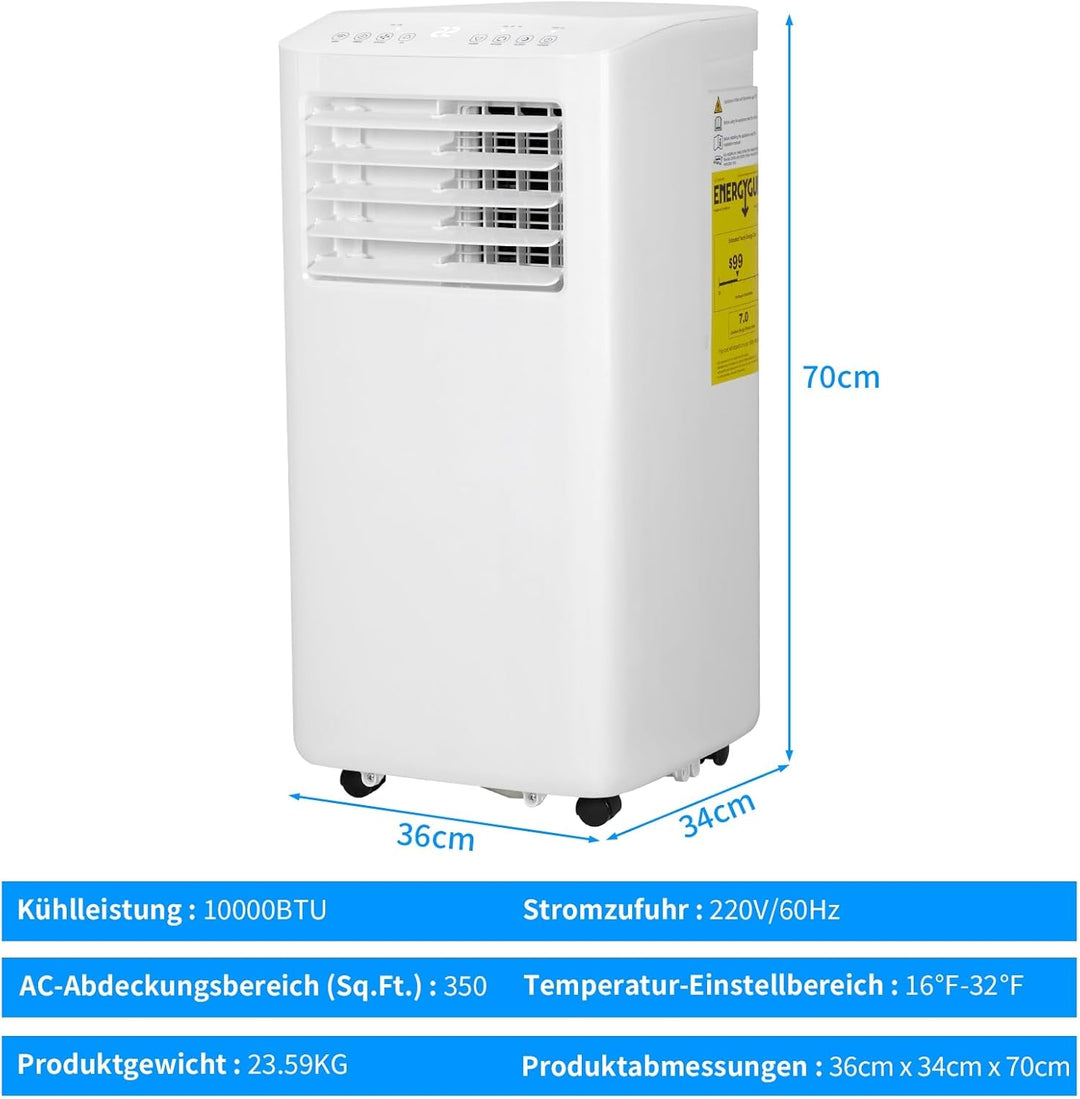 LEADZM Mobile Klimagerät klimaanlage,10000 BTU 1120W, Raumgrösse bis 32㎡,Air Conditioner mit Ablufts