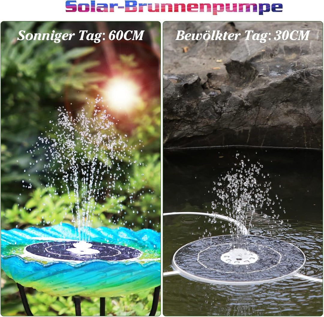 AISITIN 6,5W LED Solar Springbrunnen mit Verstellbare Stützstange Buntes Teichpumpe Solarbrunnen mit