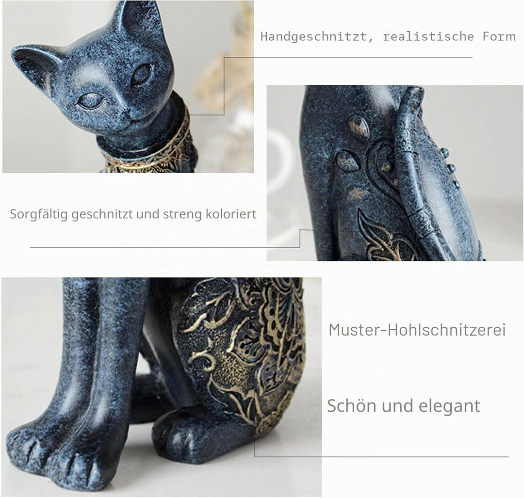 2 Stück/Set Katzenstatuen Heimdekoration Katzenfiguren Paar-Katzenstatuen für Heimdekoration, geeign
