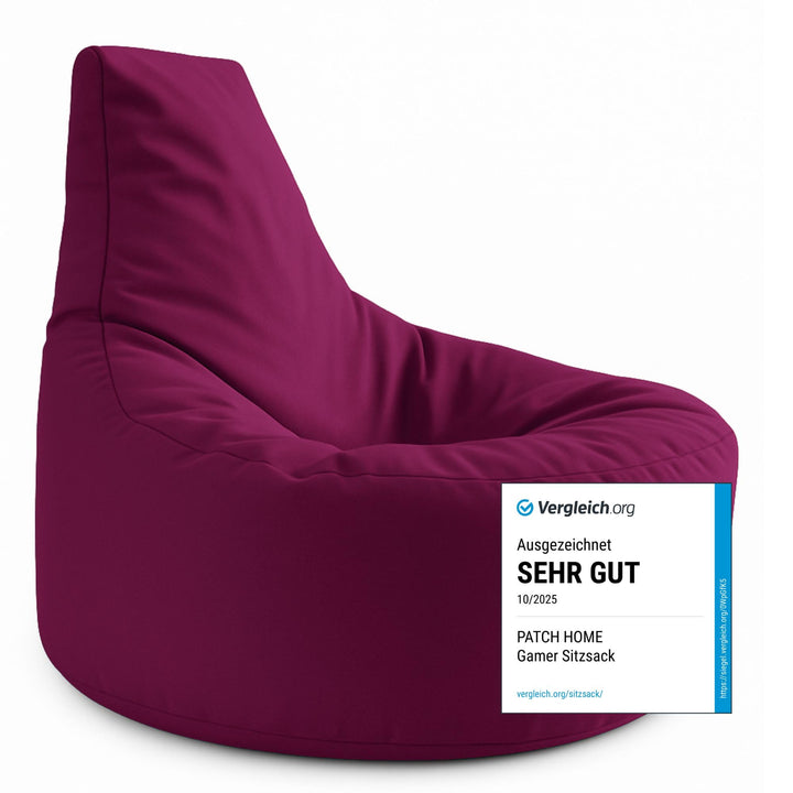 PATCH HOME Gamer Kissen & Lounge Sitzsack – befüllbar mit Reissverschluss, gefüllt mit Styropor, gee