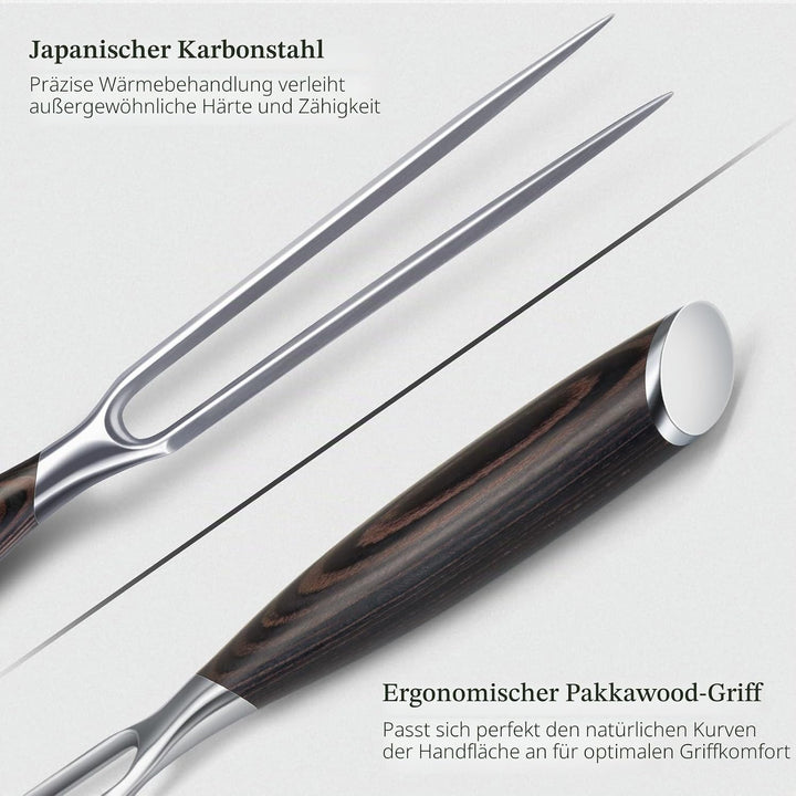 HOSHANHO Fleischgabel 18cm, Messerscharfe Grillgabel mit Zwei Zinken für Fleisch, Professionelle Jap