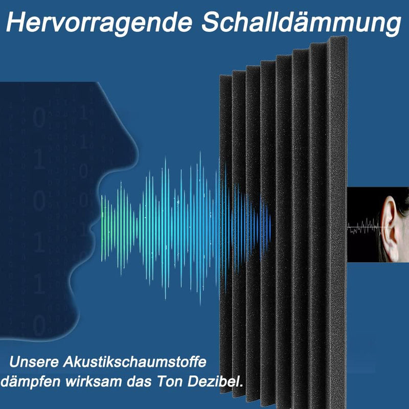 12 Stück Akustikschaumstoff Platten, Schalldämmung aus feuer- und flammhemmendem Material mit hoher