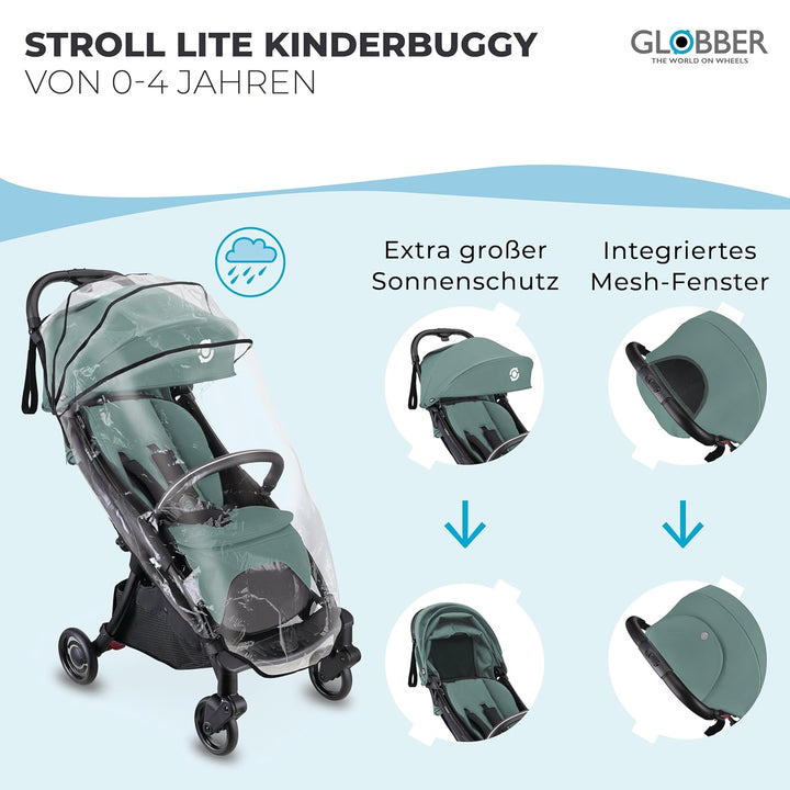 GLOBBER STROLL LITE Kinderwagen – Baby Stroller bis 22 kg - Buggy klein zusammenklappbar - Reisebugg