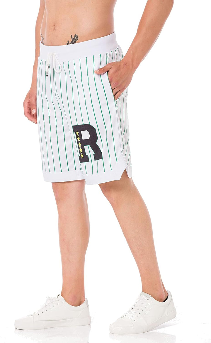 Redbridge Herren Baseball Shorts Big R, Weiss-grün