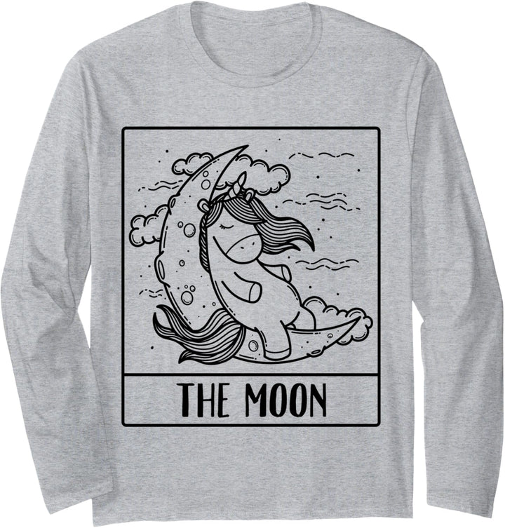 Unicorn The Moon Tarot Card Men Women Langarmshirt