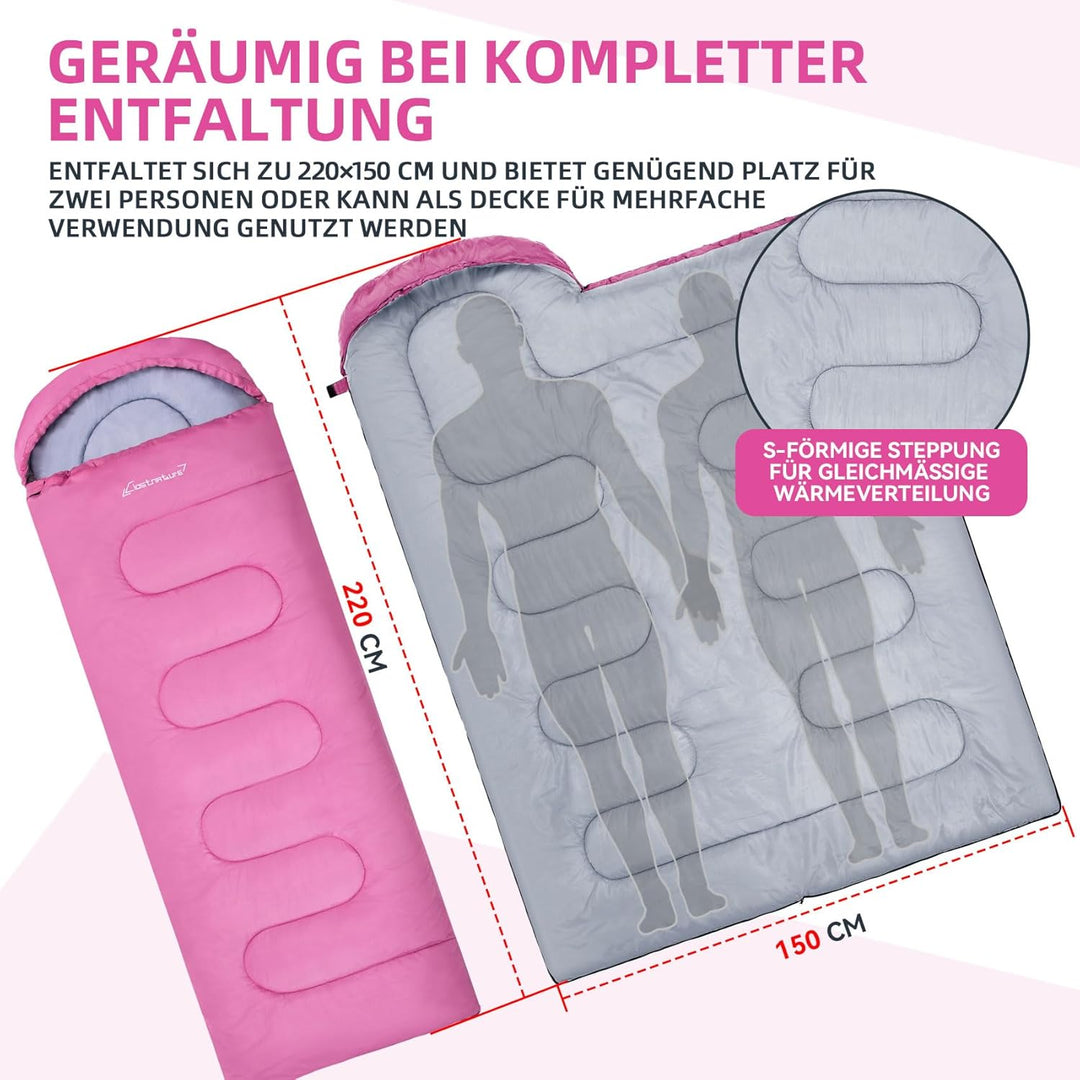 Clostnature Schlafsack Camping - Leichter Schlafsack für Erwachsene mit Kleines Packmass, Kompakter