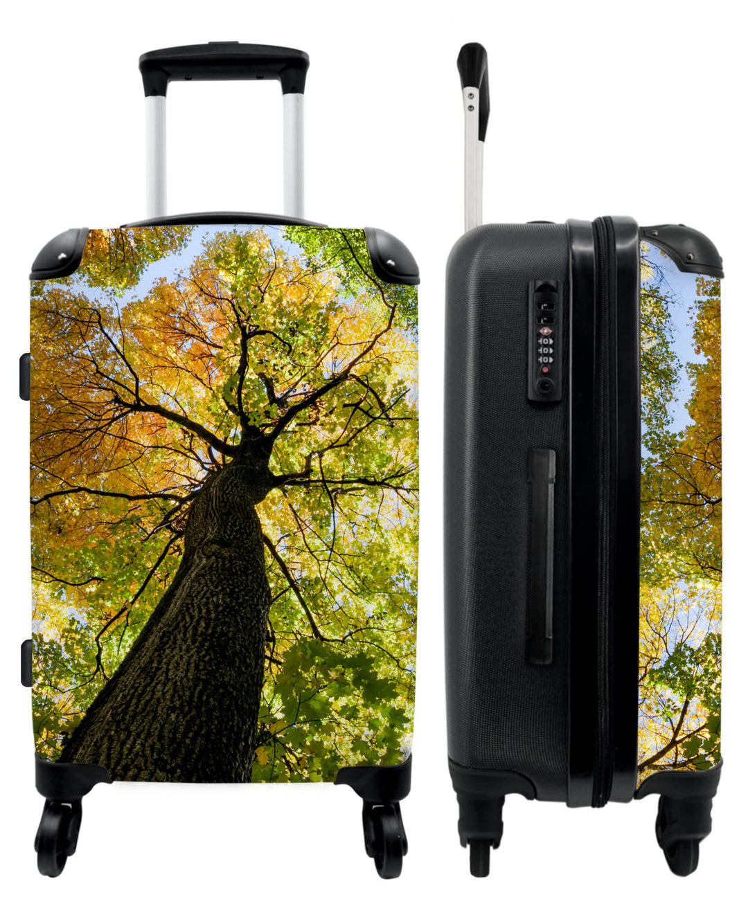 NoBoringSuitcases.com® Koffer gross Trolley Rollkoffer Reisekoffer mit 4 Rollen Fotokoffer - Bäume -