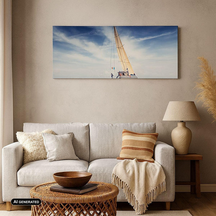 Panorama Bilder auf Leinwand Segeln Yacht Reise Leinwandbild 90x30cm Wandbilder Dekoration Wohnzimme