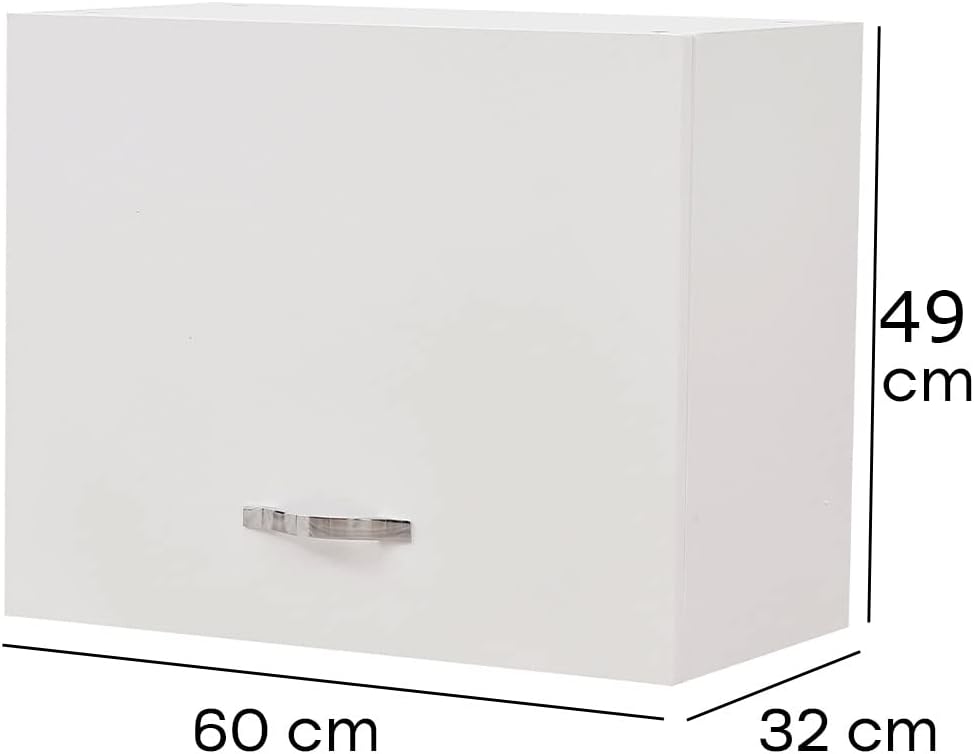 Shally Dogan Küchenhängeschrank mit Ribalto, Holz, Weiss, 60x32x49cm, Weiss