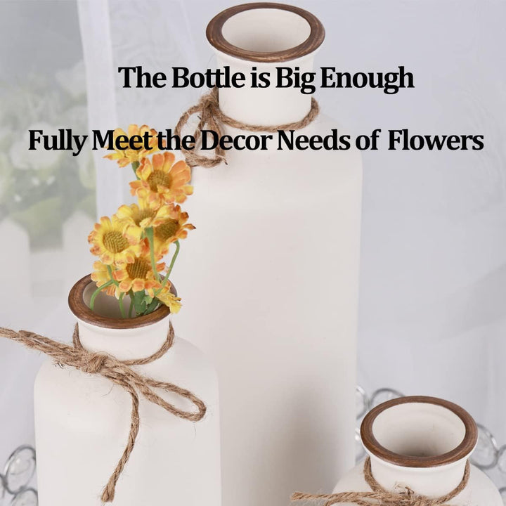 Weisses Keramik-Vasen-Set – 3 kleine Vasen, Boho-Vasen, Moderne Bauernhaus-Wohnkultur-Akzente, Wohnz