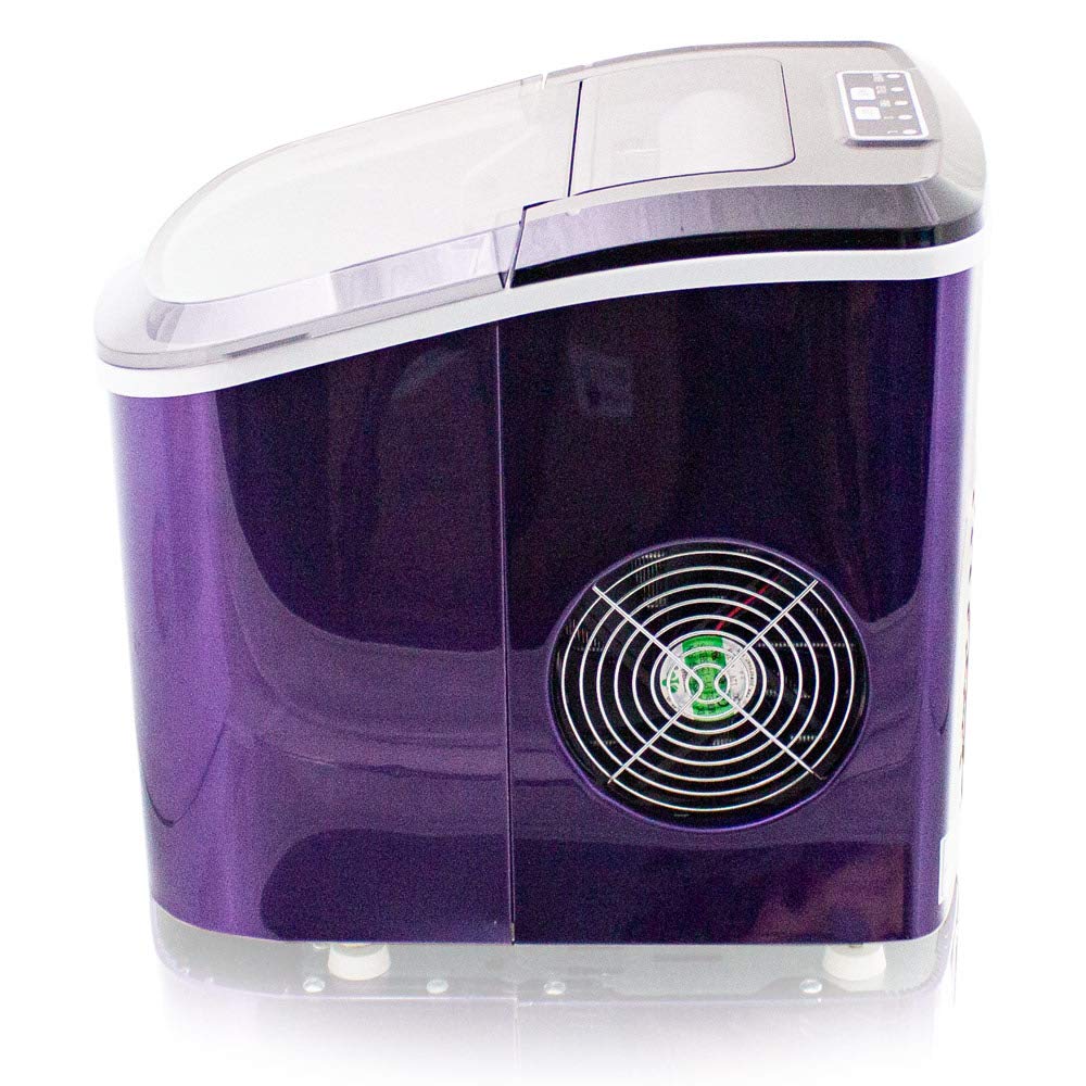 Eiswürfelmaschine Edelstahl Eiswürfelbereiter Eiswürfel Ice Maker Eis Maschine Icemaker (Violett)