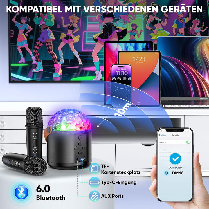 Dislocati Karaoke Maschine mit 2 Karaoke Mikrofon für Kinder und Erwachsene, Oster Geschenk Spielzeu