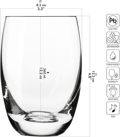 KROSNO Wassergläser Saftgläser Trinkgläser | Set von 12 | 360 ML | Elite Kollektion | Perfekt für zu