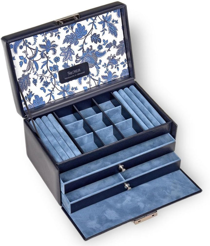 Schmuckkasten Elly florage/navy (Leder)