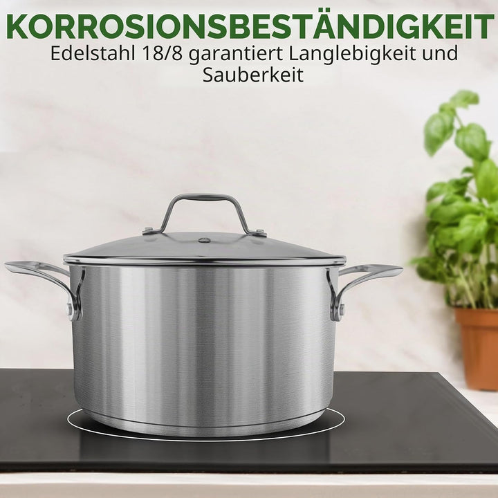 NutriChef Kochtopf Gross, 6L- Ø 35cm, Suppentopf Edelstahl Induktion für Alle Herdarten Geeignet, Ko