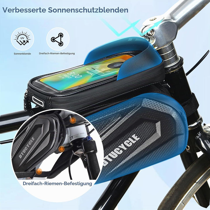 Fahrradtasche Rahmen, 2L Wasserdicht Handytasche Fahrrad, Rahmentasche Fahrrad mit 0.25mm Touchscree