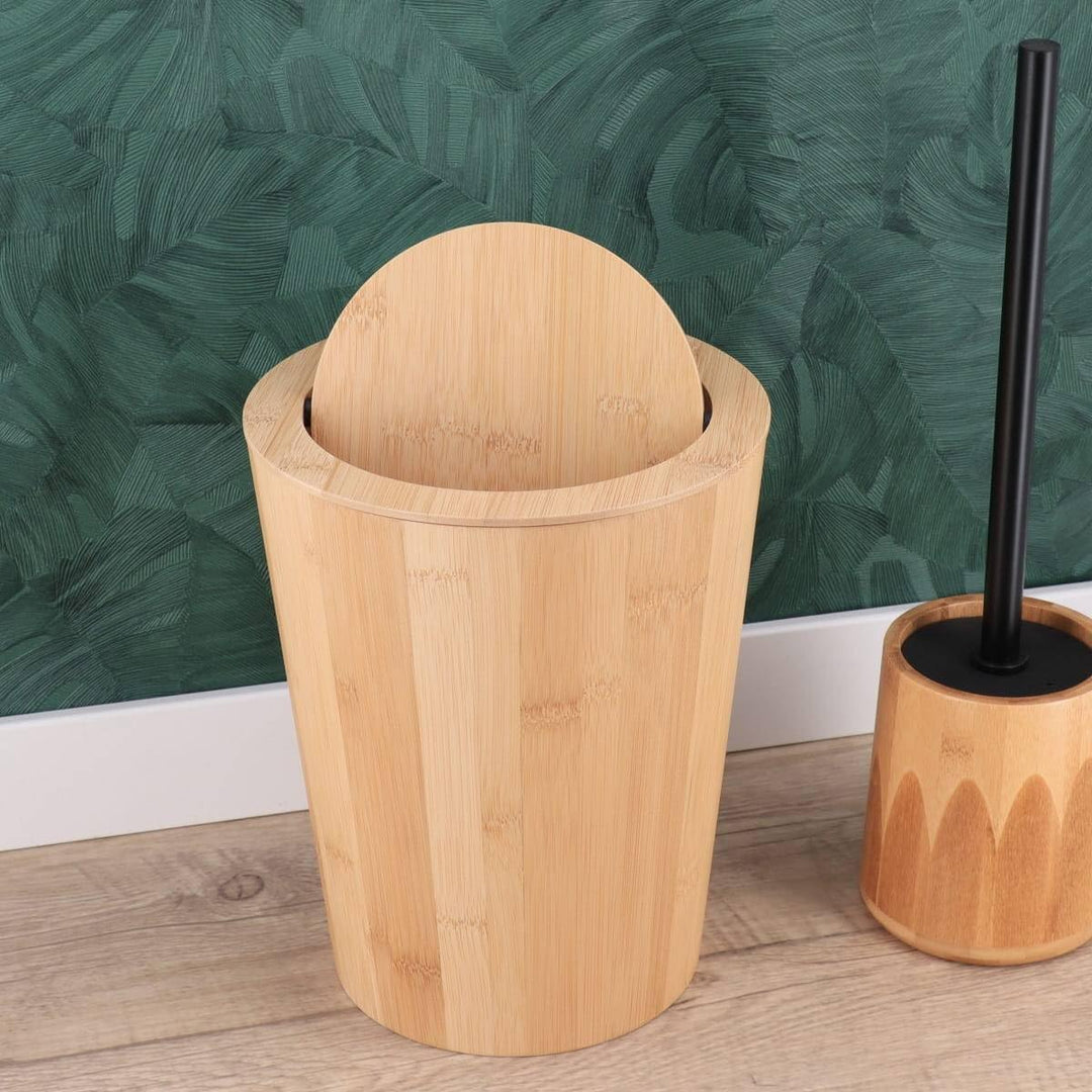 Tendance - Bambus-Mülleimer mit Klappdeckel 4,5 l - Bambus