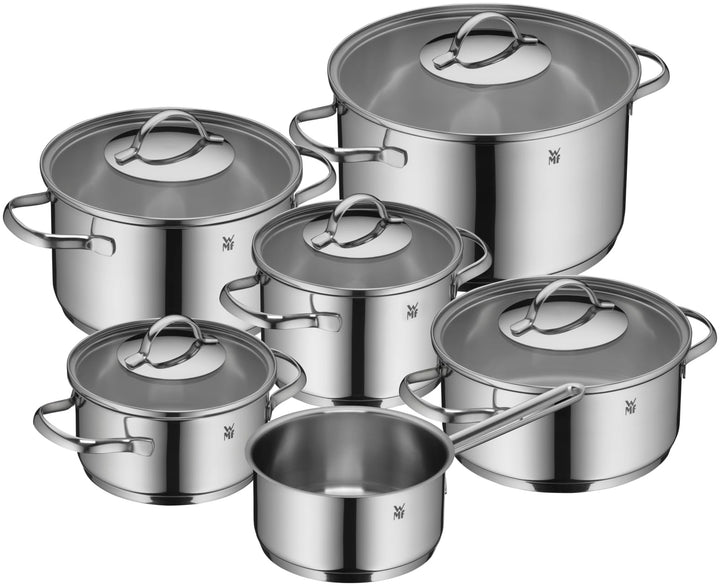 WMF Aparto Vorteils Topfset Induktion 6-teilig, Kochtopf Set mit Glasdeckel, Cromargan Edelstahl pol