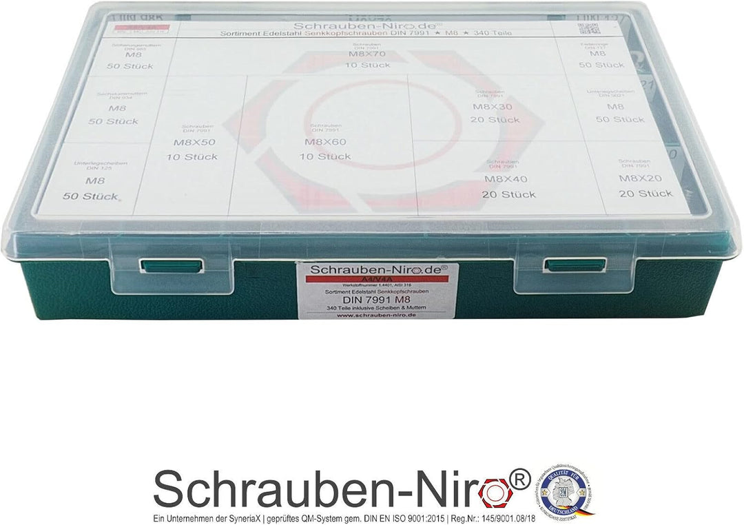 Sortiment/Set Edelstahl Senkkopfschrauben M8 DIN 7991 VA A4 V4A Innensechskant M8 | A4/V4A, M8 | A4/