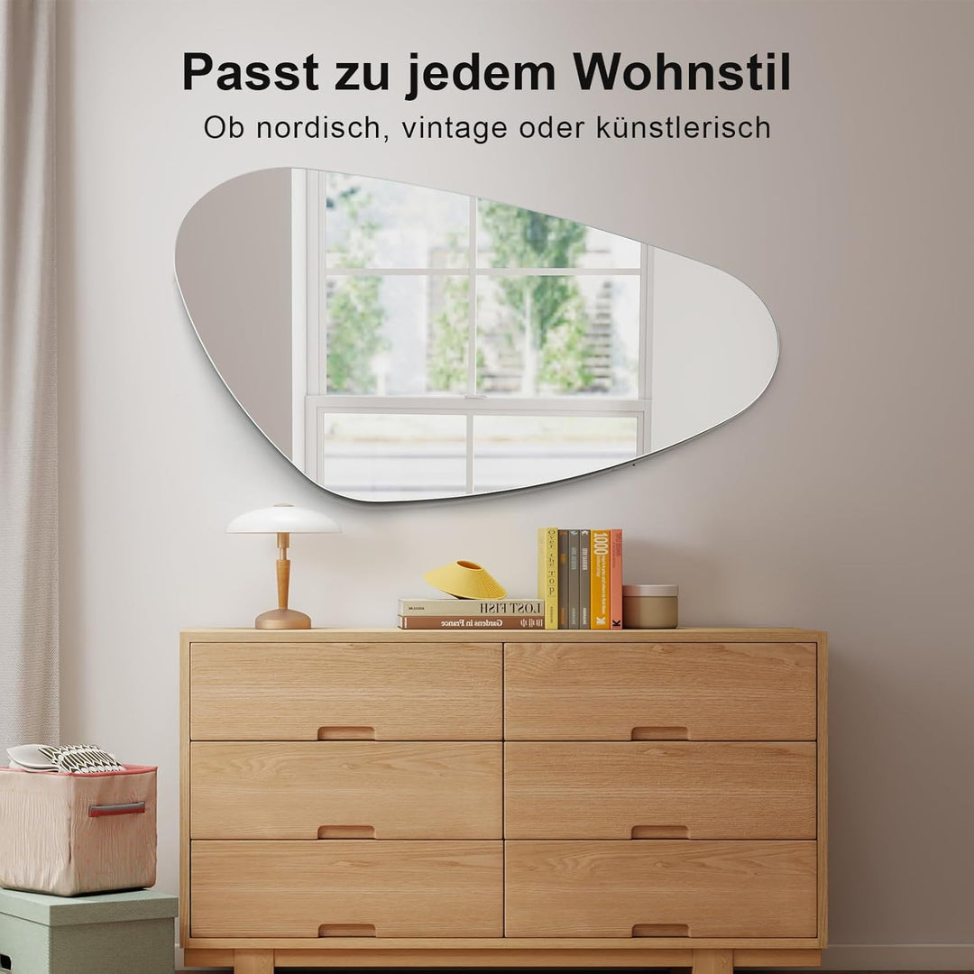 AllRight Asymmetrischer Wandspiegel - Rahmenloser Glas Spiegel in Organischer Asymmetrischer Form, M