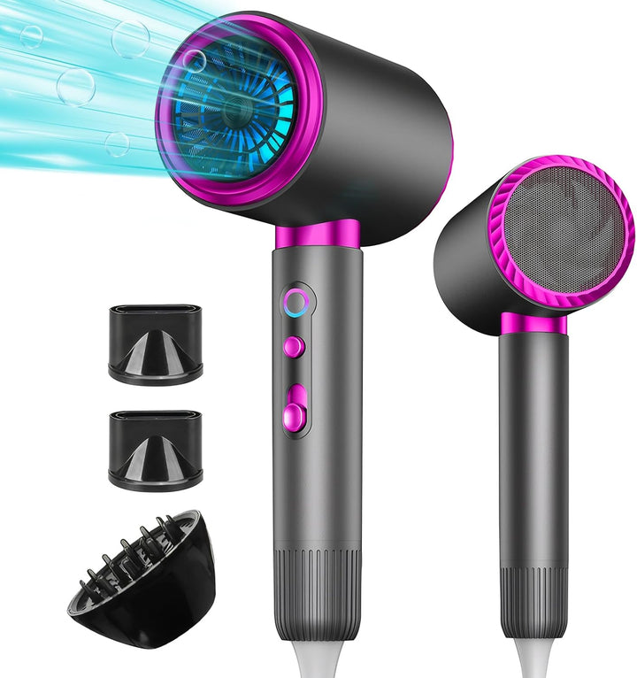 AIUNAOM 2400W Föhn, Fön, Silent Ionen Haartrockner mit 1 Diffusor & 2 Konzentratoren, 3 Geschwindigk
