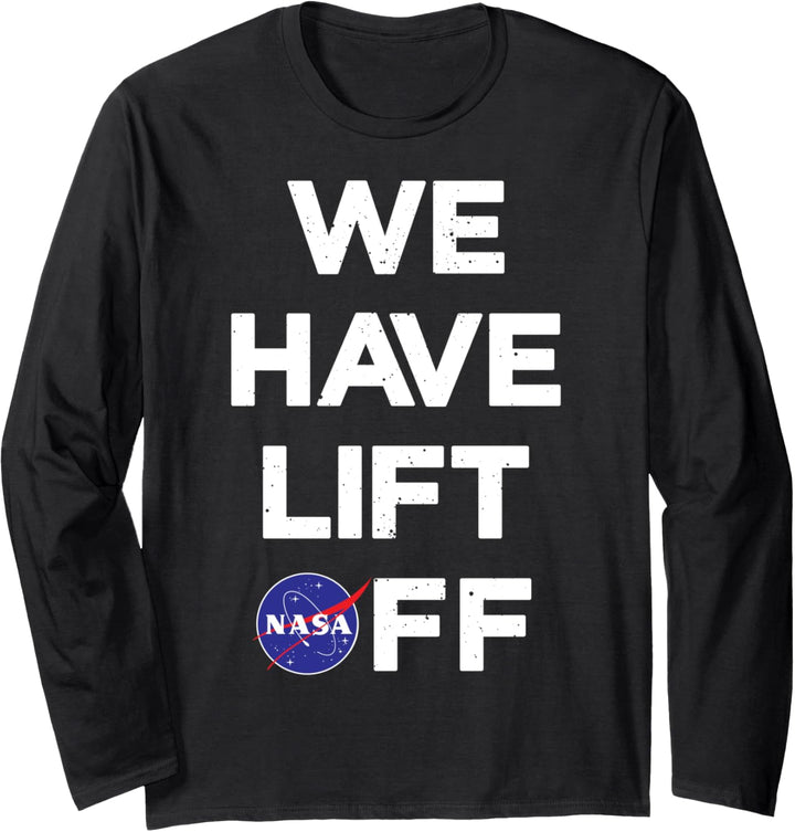 NASA We Have Lift Off Text Logo Langarmshirt