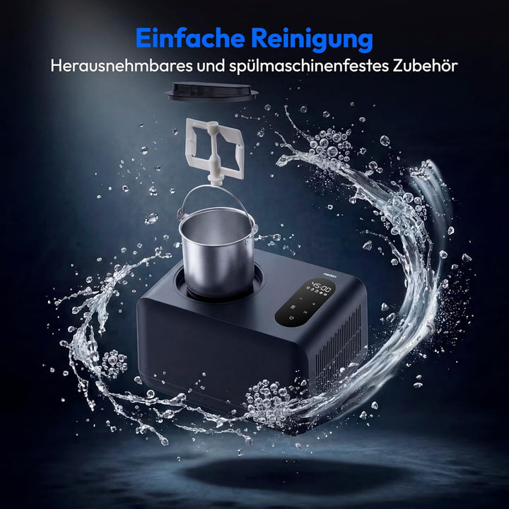 MEDION Eismaschine MD 100087, Kapazität für 1,5 L Eis, kein Vorkühlen notwendig, LED-Display mit Sen