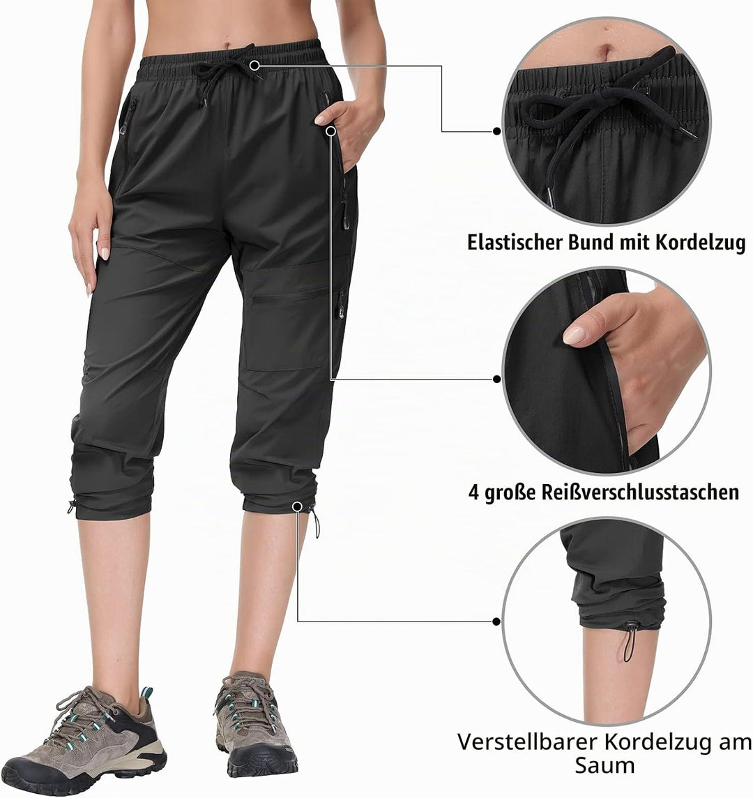 Butrends Wanderhose Damen schnelltrocknend Outdoorhose atmungsaktiv Anti-UV Cargohose Verschleissfes