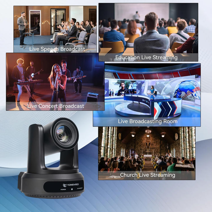 TONGVEO AI Auto-Tracking IP/USB3.0/HDMI 20X Konferenzraum-PTZ-Kamera, 1080P60 Webcam, ideal für Kirc