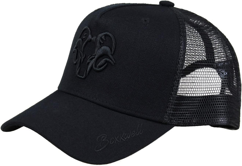Bexxwell Trucker Cap schwarz mit 3D Logo-Stickerei (optimale Passform, Kappe, Black, Truckercap, Log